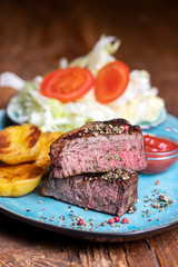 Sticker - grilled steak on a plate