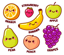 Cute Cartoon Fruits Set