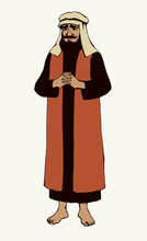 Jewish Man In Old Clothes. Vector Drawing