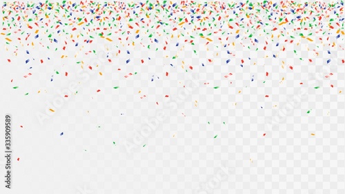Fotografía Colorful falling confetti for a party decoration on a transparent background