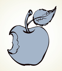 Bitten apple with a leaf. Vector drawing