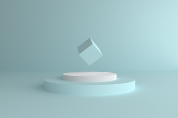 Poster - Abstract minimal mock up scene. Modern pastel color geometric shapes. 3d render abstract background
