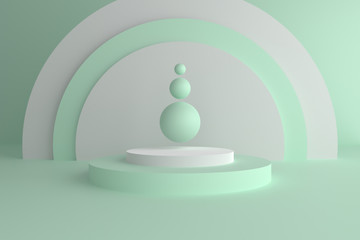 Poster - Abstract minimal mock up scene. Modern pastel color geometric shapes. 3d render abstract background