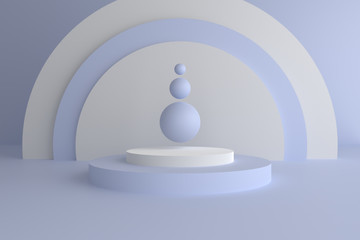 Poster - Abstract minimal mock up scene. Modern pastel color geometric shapes. 3d render abstract background