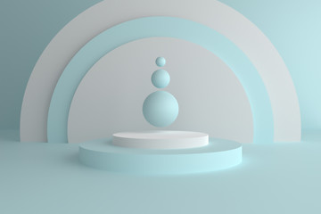 Poster - Abstract minimal mock up scene. Modern pastel color geometric shapes. 3d render abstract background