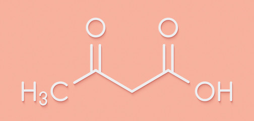 Sticker - Ketone body (acetoacetic acid, diacetic acid) molecule. Skeletal formula.