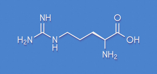 Poster - Arginine (L-arginine, Arg, R) amino acid molecule. Skeletal formula.