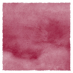 Wall Mural - Dark wine red, burgundy, maroon color watercolor stains background. Watercolour texture, rough artistic edges. Hand drawn abstract aquarelle fill, square frame, artistic template for lettering. 