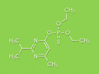 Canvas Print - Diazinon (dimpylate) organophosphate insecticide molecule. Skeletal formula.