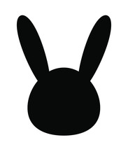 Vector Flat Black Rabbit Bunny Head Silhouette Isolated On White Background