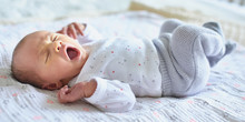 Newborn Baby Girl Yawning