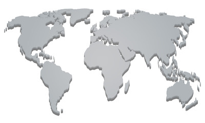 Wall Mural - white world map, continents of the planet - stock vector