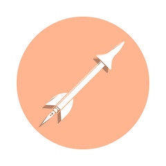 Poster - Flying war missile badge icon. Simple glyph, flat vector of army & war icons for ui and ux, website or mobile application