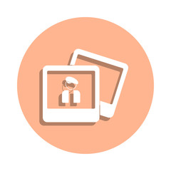 Poster - Artist in the photo badge icon. Simple glyph, flat vector of art and painting icons for ui and ux, website or mobile application