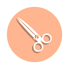 Poster - Scissors badge icon. Simple glyph, flat vector of art and painting icons for ui and ux, website or mobile application