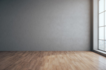 Poster - Contemporary interior with blank gray wall