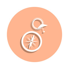 Poster - Compass and sun badge icon. Simple glyph, flat vector of beach holidays icons for ui and ux, website or mobile application