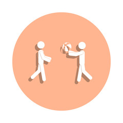 Poster - Play on the beach with a ball badge icon. Simple glyph, flat vector of beach holidays icons for ui and ux, website or mobile application