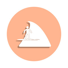 Poster - Surfer on the wave badge icon. Simple glyph, flat vector of beach holidays icons for ui and ux, website or mobile application