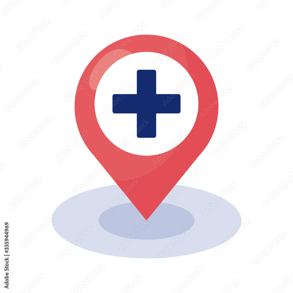 medical cross symbol in pin location detaild style Stock Vector | Adobe ...