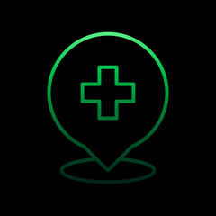 Poster - Pin hospital nolan icon. Simple thin line, outline vector of medical icons for ui and ux, website or mobile application