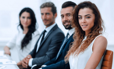 Canvas Print - closeup.business team sitting in the conference room