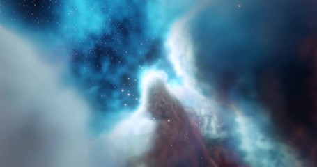 Wall Mural - flying through nebula, stars in the gas cloud. traveling through gas cloud deep space star fields, s