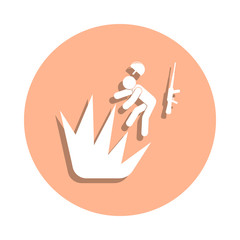 Poster - soldier from a mine explosion badge icon. simple glyph, flat vector of army & war icons for ui and u
