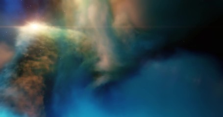 Wall Mural - flying through nebula, stars in the gas cloud. traveling through gas cloud deep space star fields, s