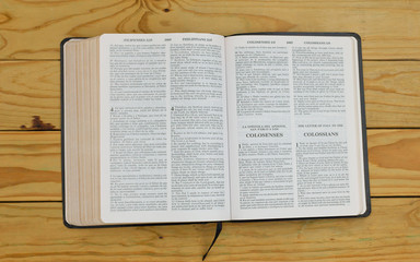 open bilingual bible book onColossians, Spanish and english 