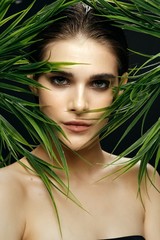 Wall Mural - Beautiful glamor woman clean skin spa treatments model