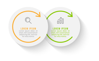 Minimal Business Infographics template. Timeline with 2 steps, options and marketing icons .Vector linear infographic with two conected elements. Can be use for presentation.