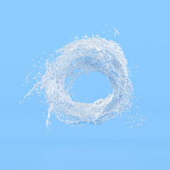 Aufkleber - Minimal concept idea of white liquid splash in circle shape on blue background. 3D rendering.