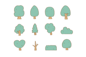 cute tree cartoon bubble style