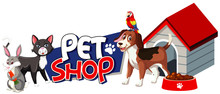 Font Design For Pet Shop With Many Cute Animals