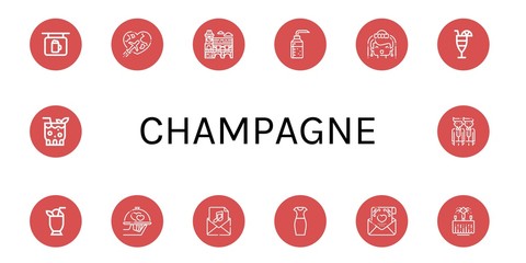 Sticker - champagne icon set