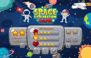 Wall Mural - Game template with many planets in the space background