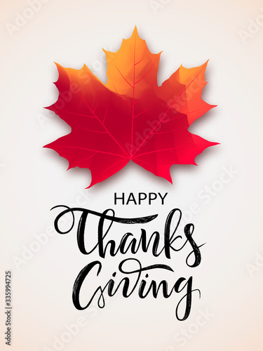 Fotomural Hand drawn Happy Thanksgiving lettering typography poster