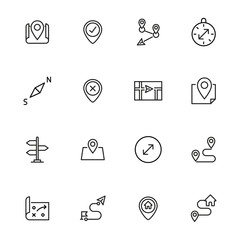 Sticker - maps line icons set.