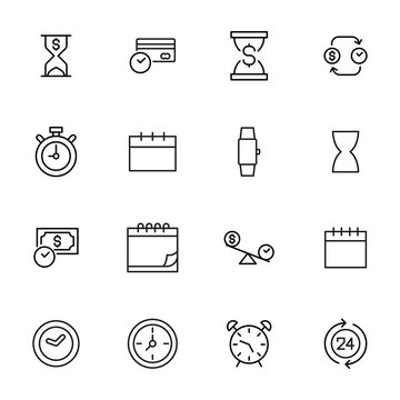 Simple set of time icons in trendy line style.