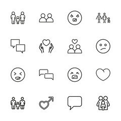 Poster - Big set of relations line icons.