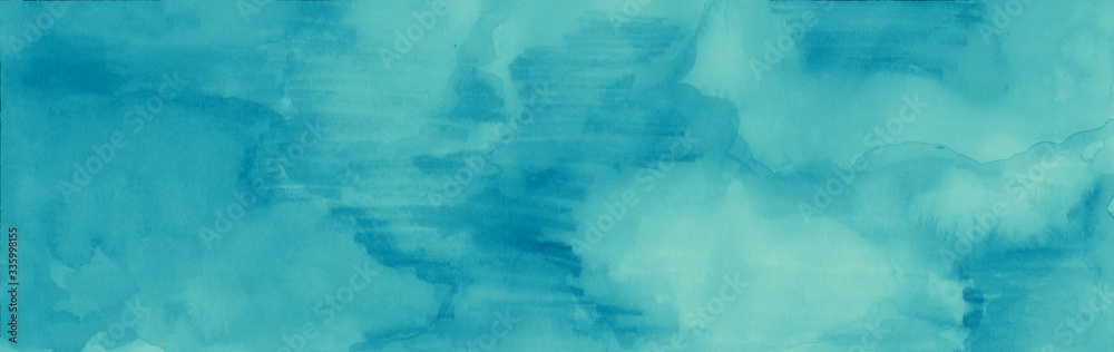 blue watercolor background texture illustration with abstract scratched pencil lines and grunge design in paint fringe and wash - obrazy, fototapety, plakaty 