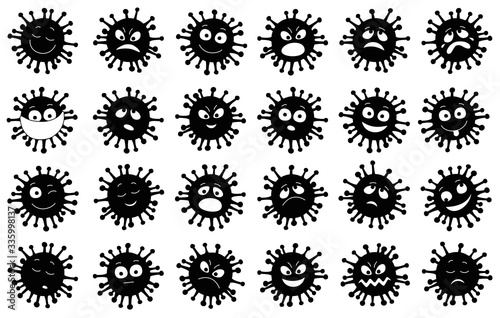 Set of funny virus emoticons with smiling, angry and many other faces of charact Tableau sur Toile