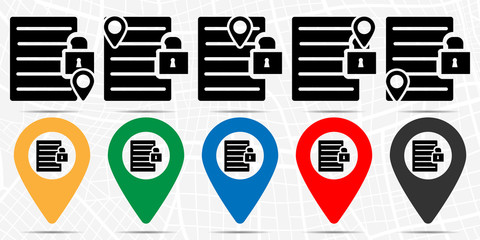 Poster - The text file with lock icon in location set. Simple glyph, flat illustration element of web, minimalistic theme icons