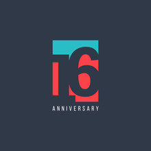 16 Th Anniversary Celebration Vector Template Design Illustration