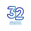 32 Years Anniversary Celebration Vector Template Design Illustration