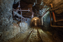 Underground Gold Mine Tunnel With Ore Chutes And Light