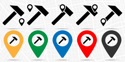Poster - A hammer icon in location set. Simple glyph, flat illustration element of web, minimalistic theme icons