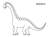 Fototapeta Dinusie - Coloring page outline Diplodocus dinosaur. Vector illustration