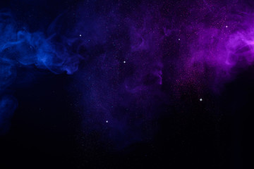 Wall Mural - blue and pink smoke with shiny glitter cosmos abstract background concept